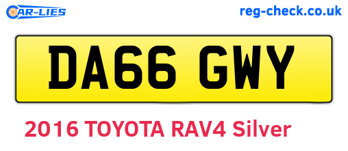 DA66GWY are the vehicle registration plates.
