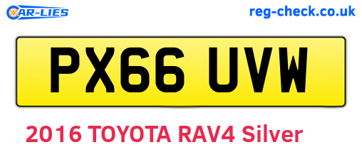 PX66UVW are the vehicle registration plates.