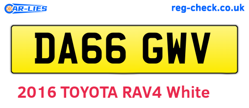 DA66GWV are the vehicle registration plates.