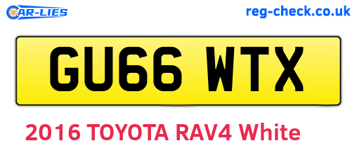 GU66WTX are the vehicle registration plates.