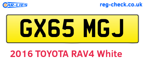 GX65MGJ are the vehicle registration plates.