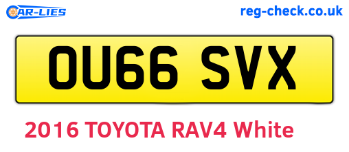 OU66SVX are the vehicle registration plates.