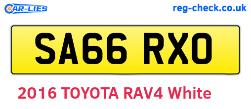 SA66RXO are the vehicle registration plates.