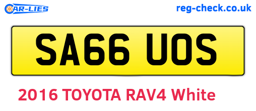 SA66UOS are the vehicle registration plates.