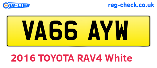 VA66AYW are the vehicle registration plates.