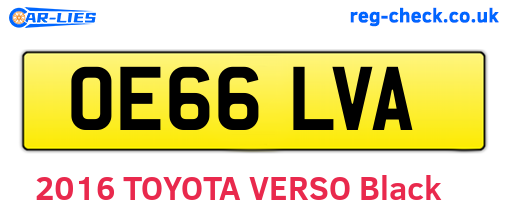 OE66LVA are the vehicle registration plates.
