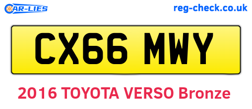CX66MWY are the vehicle registration plates.
