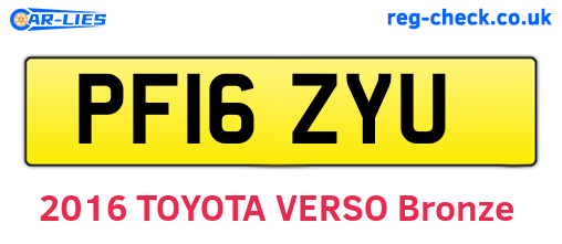 PF16ZYU are the vehicle registration plates.