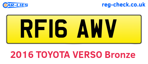 RF16AWV are the vehicle registration plates.