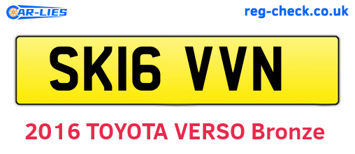 SK16VVN are the vehicle registration plates.
