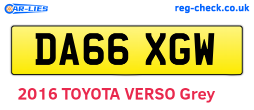 DA66XGW are the vehicle registration plates.
