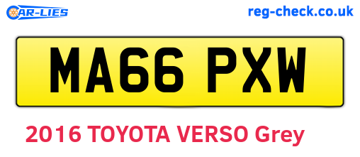 MA66PXW are the vehicle registration plates.