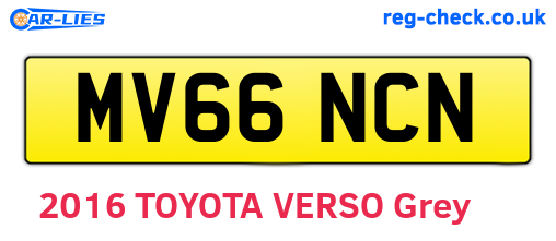 MV66NCN are the vehicle registration plates.
