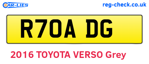 R70ADG are the vehicle registration plates.