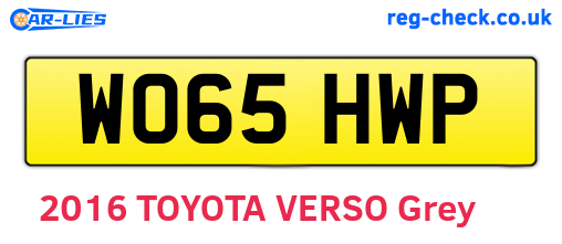 WO65HWP are the vehicle registration plates.