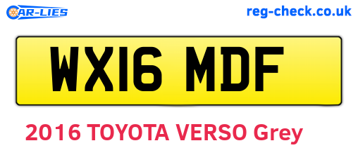 WX16MDF are the vehicle registration plates.