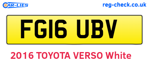 FG16UBV are the vehicle registration plates.