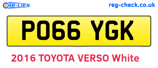 PO66YGK are the vehicle registration plates.