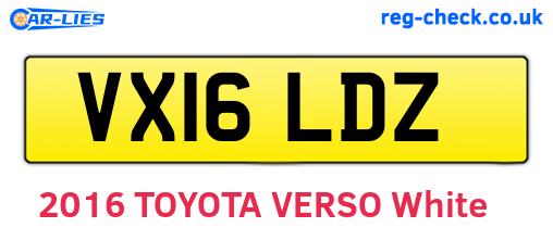 VX16LDZ are the vehicle registration plates.