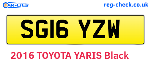 SG16YZW are the vehicle registration plates.