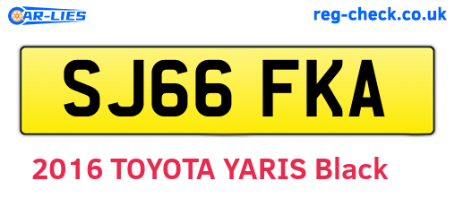 SJ66FKA are the vehicle registration plates.