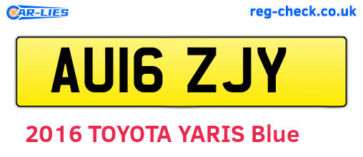 AU16ZJY are the vehicle registration plates.