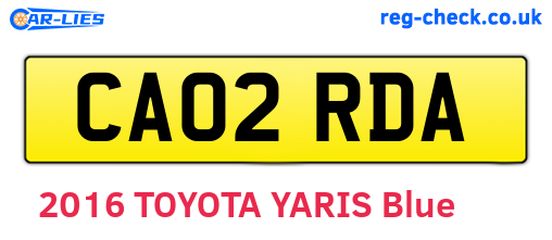 CA02RDA are the vehicle registration plates.