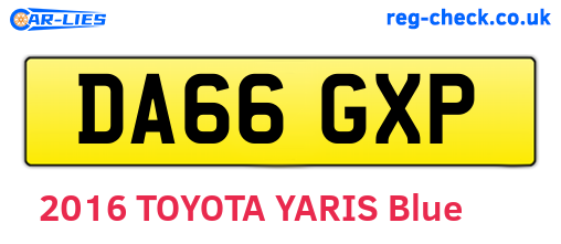 DA66GXP are the vehicle registration plates.