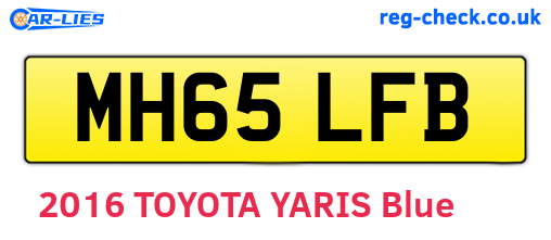 MH65LFB are the vehicle registration plates.