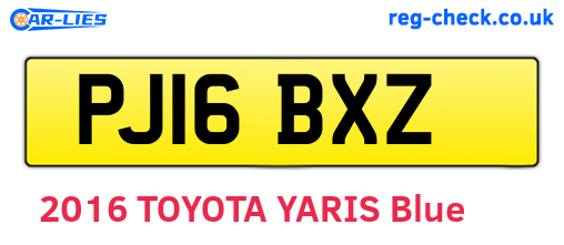 PJ16BXZ are the vehicle registration plates.