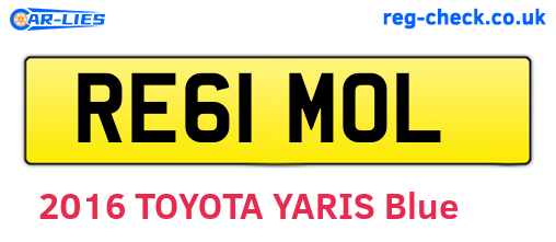 RE61MOL are the vehicle registration plates.
