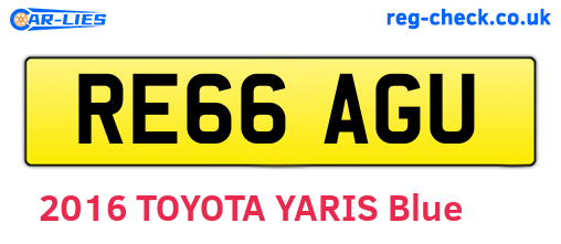 RE66AGU are the vehicle registration plates.