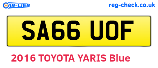 SA66UOF are the vehicle registration plates.