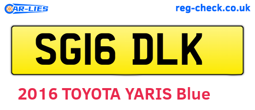 SG16DLK are the vehicle registration plates.
