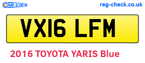 VX16LFM are the vehicle registration plates.
