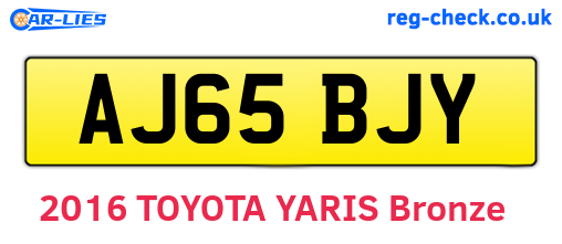 AJ65BJY are the vehicle registration plates.