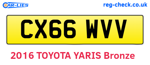 CX66WVV are the vehicle registration plates.