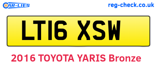 LT16XSW are the vehicle registration plates.