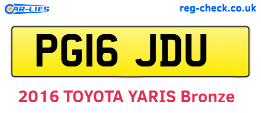 PG16JDU are the vehicle registration plates.