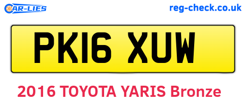 PK16XUW are the vehicle registration plates.