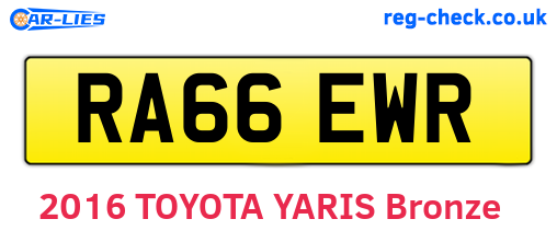 RA66EWR are the vehicle registration plates.