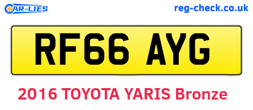 RF66AYG are the vehicle registration plates.