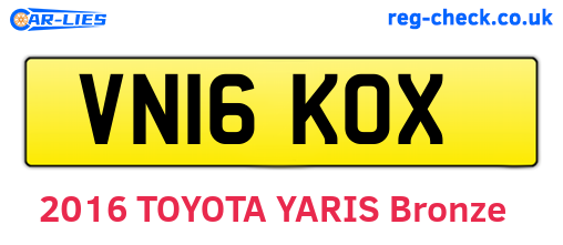 VN16KOX are the vehicle registration plates.