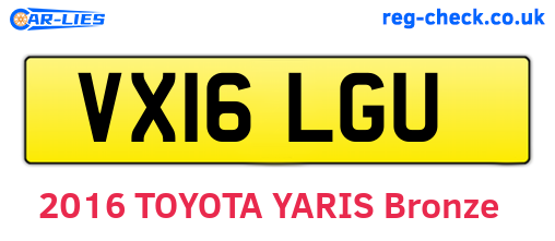 VX16LGU are the vehicle registration plates.