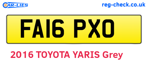 FA16PXO are the vehicle registration plates.