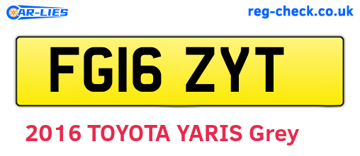 FG16ZYT are the vehicle registration plates.