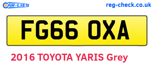 FG66OXA are the vehicle registration plates.