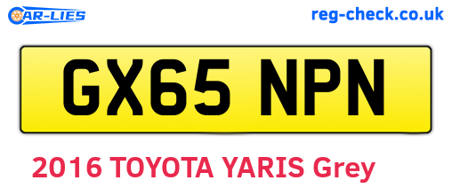 GX65NPN are the vehicle registration plates.