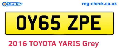 OY65ZPE are the vehicle registration plates.