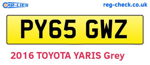 PY65GWZ are the vehicle registration plates.